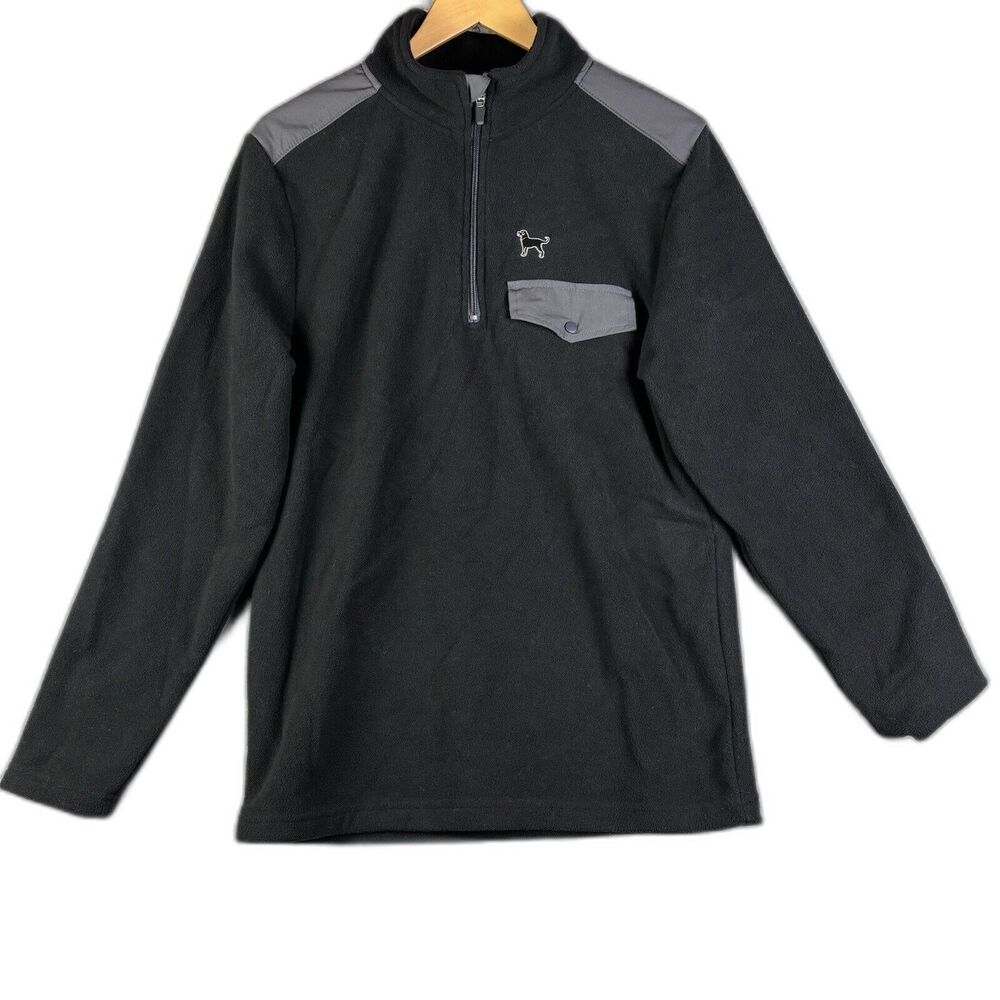 The Black Dog Men's Fleece Pullover Size S Black Gray Pocket Snap Outfitters